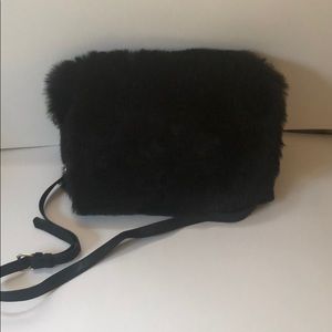 Sondra Roberts Black Faux Fur Shoulder Bag